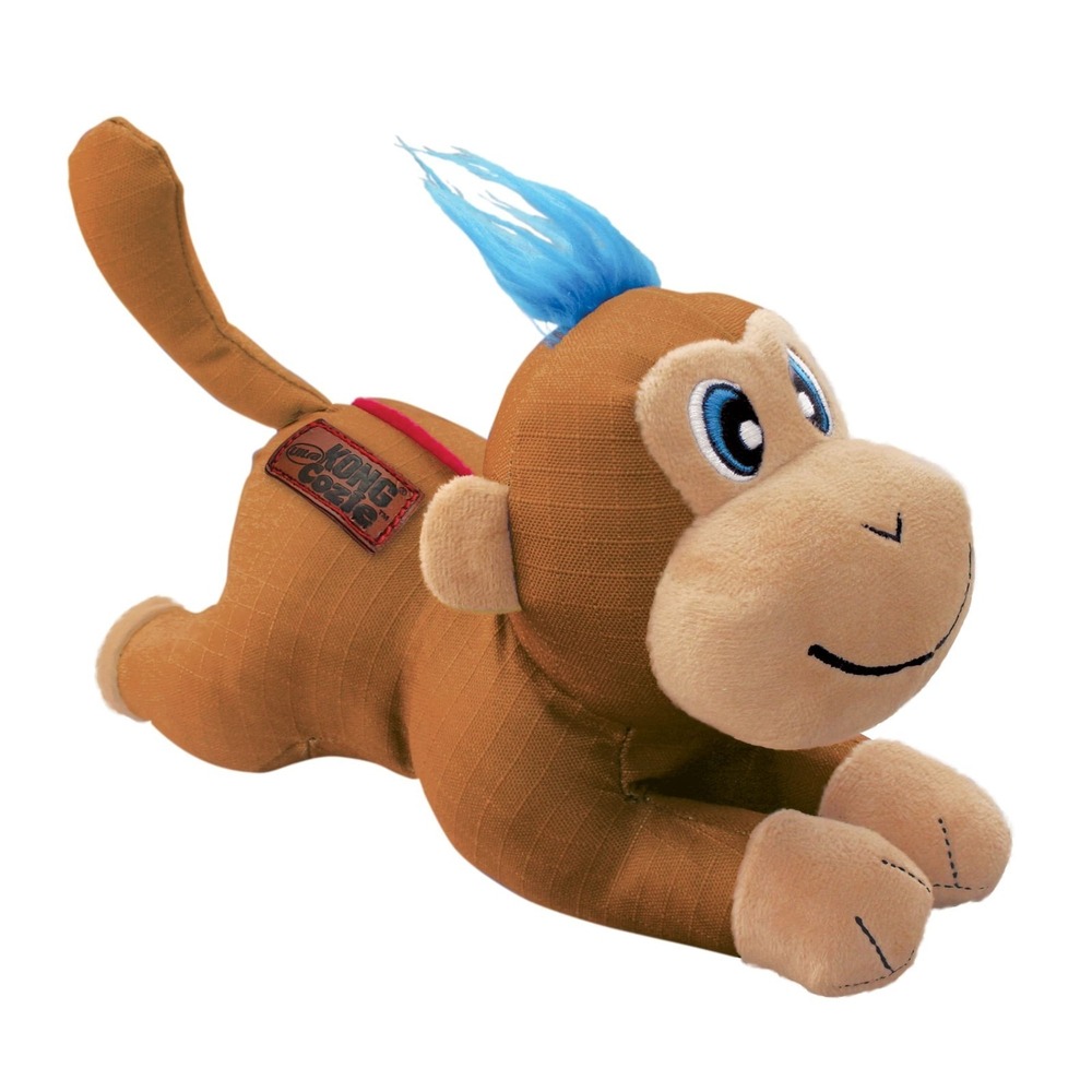 KONG Cozie Ultra Megan Monkey Dog Toy Large Squeaky Ripstop Brown Blue